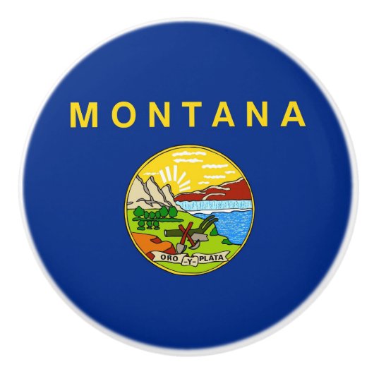 Bouton en céramique avec drapeau de Montana, USA (Devant)