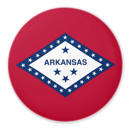 Bouton en céramique avec le drapeau de l'Arkansas, (Devant)