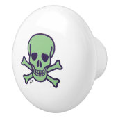 Bouton en céramique blanche crâne vert (Droite)