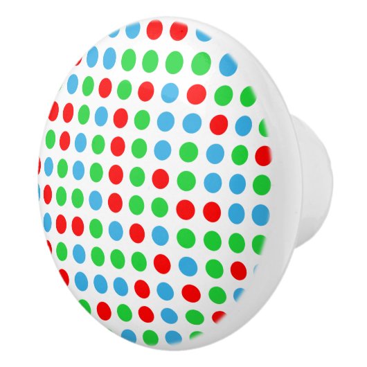 Bouton en céramique bleu rouge et vert Polka Dot (Droite)