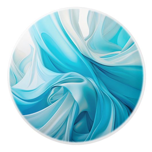 Bouton en céramique bleue d'inspiration textile Ab (Devant)