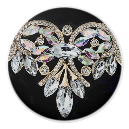 Bouton en céramique de collier de diamants (Devant)