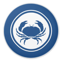 Bouton en céramique de créature marine de crabe