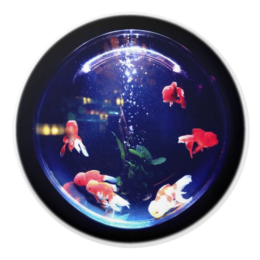 Bouton en céramique de cuvette de poisson rouge (Devant)