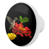 Bouton en céramique de fleurs de colibri et de (Droite)