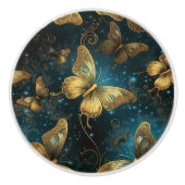 Bouton en céramique de papillons d'or (Devant)