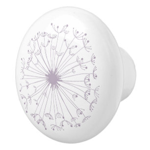 Bouton en céramique de pissenlit gris et blanc