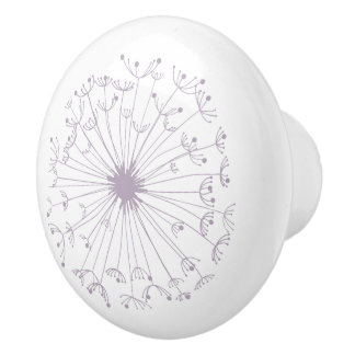 Bouton en céramique de pissenlit gris et blanc