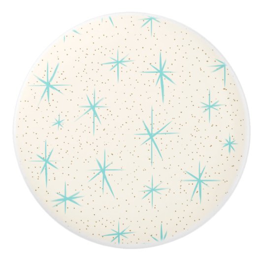 Bouton en céramique de Starbursts de turquoise (Devant)