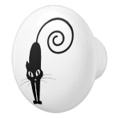 Bouton en céramique de tiroir de chat noir (Droite)