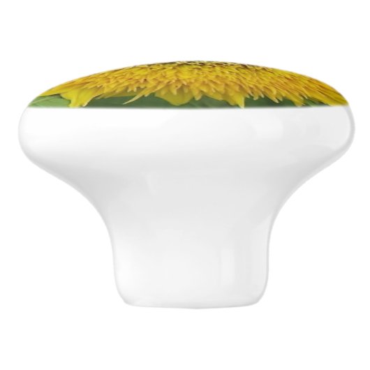 Bouton en céramique de tournesol jaune (Côté)
