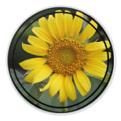 Bouton en céramique de tournesol jaune (Devant)