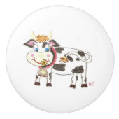 Bouton en céramique de vache suisse (Devant)
