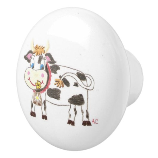 Bouton en céramique de vache suisse (Droite)