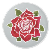 Bouton en céramique Deep Red Rose Custom (Devant)