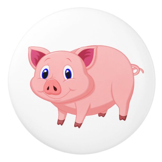 Bouton en céramique design de cochon rose mignon (Devant)