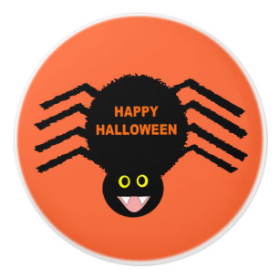 Bouton en céramique d'Halloween Black Spider