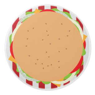 Bouton en céramique d'hamburger d'amusement