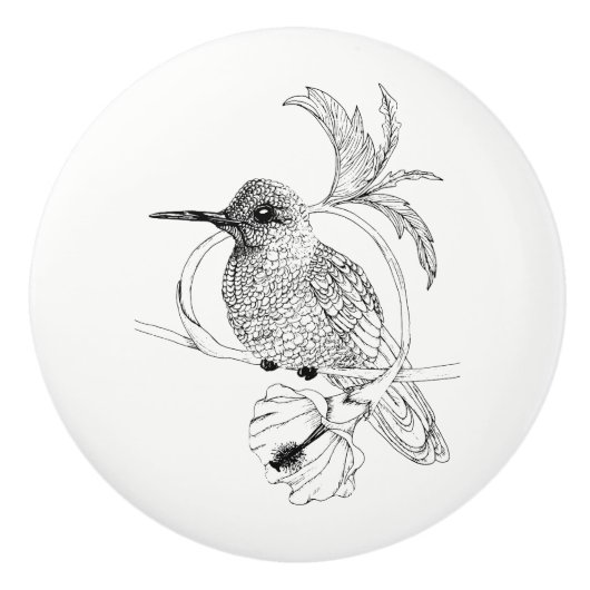 Bouton en céramique d'illustration d'oiseau de (Devant)
