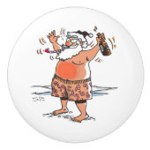 Bouton en céramique Drunk Père Noël (Devant)