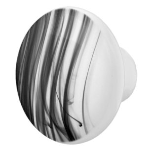 Bouton en céramique du feu III noir par l'artiste