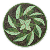 Bouton en céramique feuille vert (Devant)