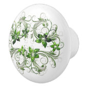 Bouton en céramique floral vert de Cabinet (Droite)