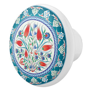 Bouton en céramique florale orientale