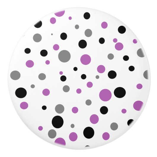 Bouton en céramique gris-violet rétro Polka-dot (Devant)