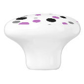 Bouton en céramique gris-violet rétro Polka-dot (Côté)