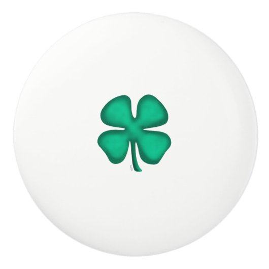 Bouton en céramique Lucky 4 Leaf Irish Clover (Devant)