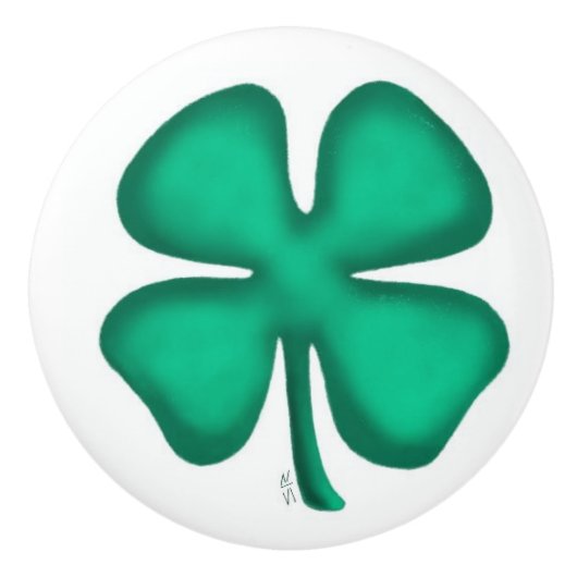 Bouton en céramique Lucky 4 Leaf Irish Clover (Devant)
