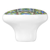 Bouton en céramique motif de courtepointe bleu ver (Côté)