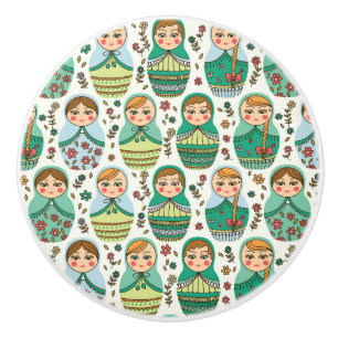 Bouton en céramique motif Matreshka