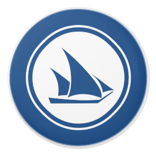 Bouton en céramique nautique de voilier bleu de