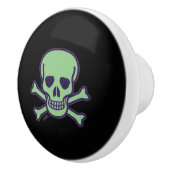 Bouton en céramique noire crâne vert (Droite)