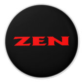 Bouton en céramique noire rouge zen (Devant)