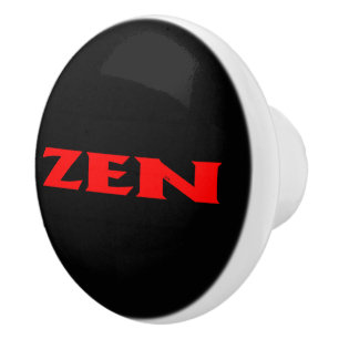 Bouton en céramique noire rouge zen