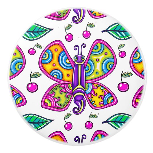 Bouton en céramique papillon 1 (Devant)