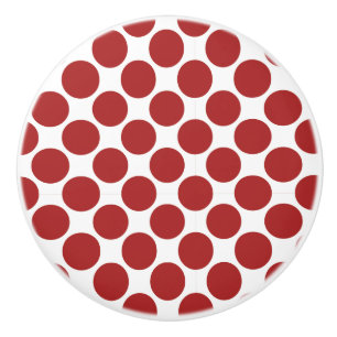 Bouton en céramique Polka blanc et rouge