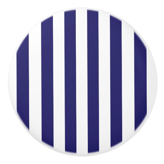 Bouton en céramique rayé bleu et blanc de minuit (Devant)