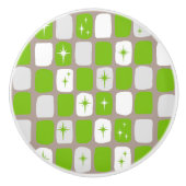 Bouton en céramique Retro Green & White Starbursts (Devant)