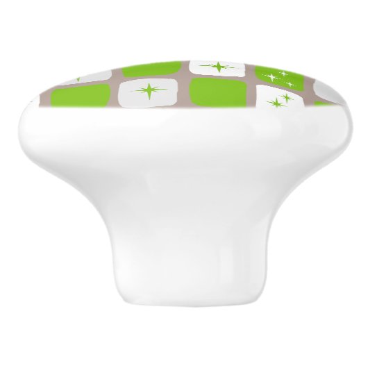 Bouton en céramique Retro Green & White Starbursts (Côté)
