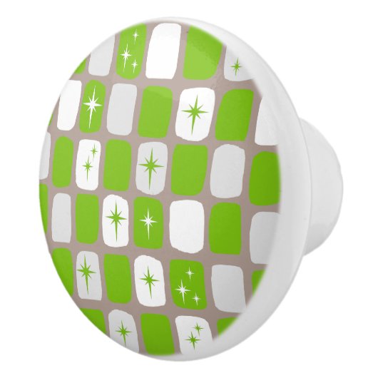 Bouton en céramique Retro Green & White Starbursts (Droite)