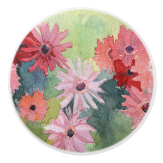 Bouton en céramique rose et vert d'été