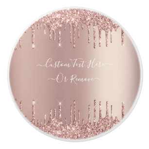 Bouton en céramique rose Parties scintillant or av