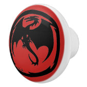 Bouton en céramique rouge Dragon noir (Droite)