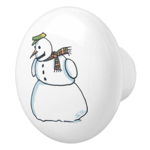 Bouton en céramique Snowman