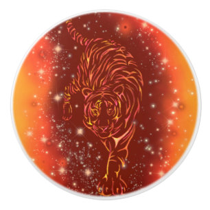 Bouton En Céramique Tiger Coureur À Galaxy Starry 