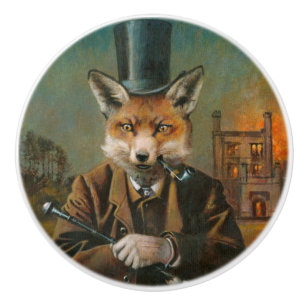 Bouton en céramique victorien vintage de Fox